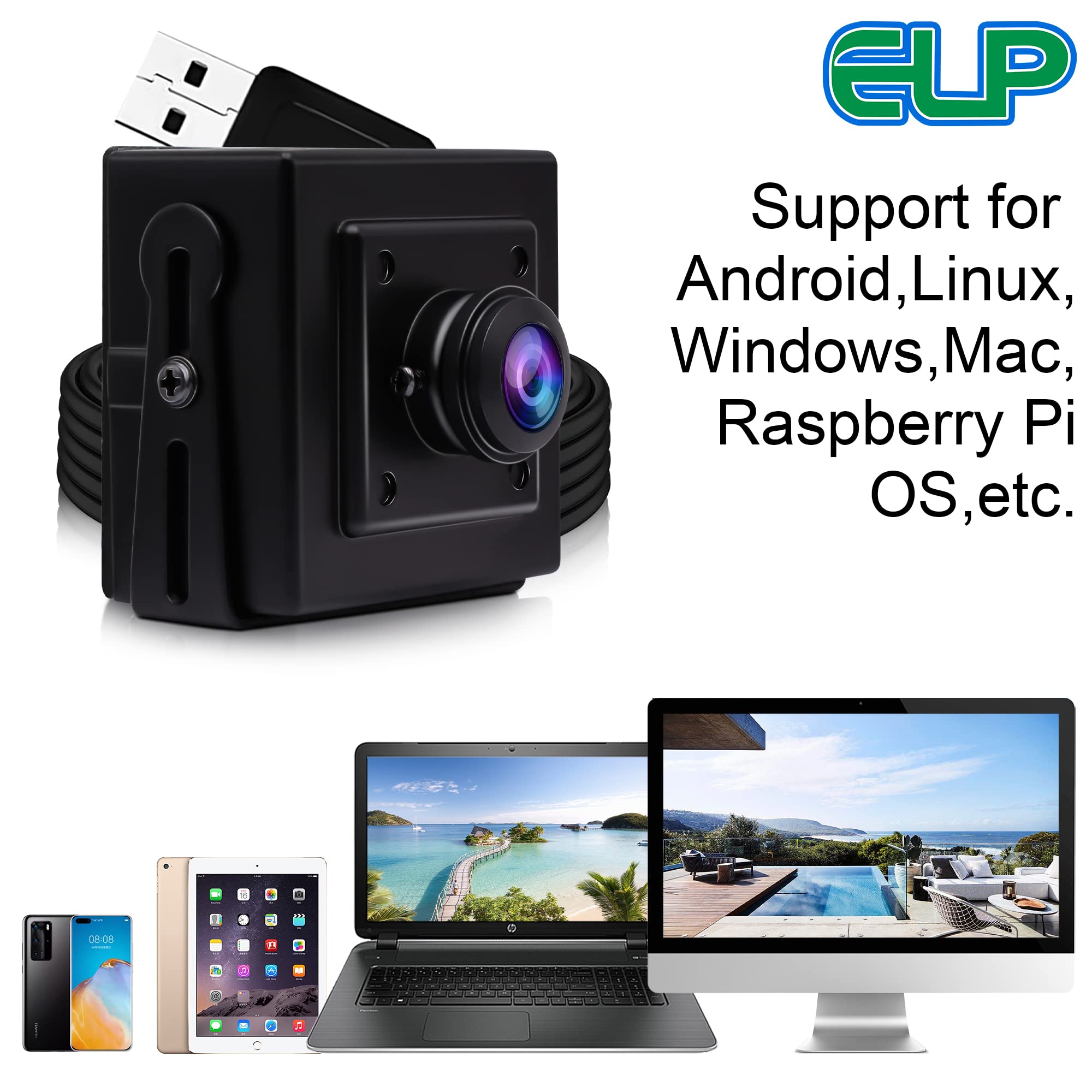 Amazon.co.jp: ELP 16MP 広角 USBカメラ ボックスハウジング付き 180度
